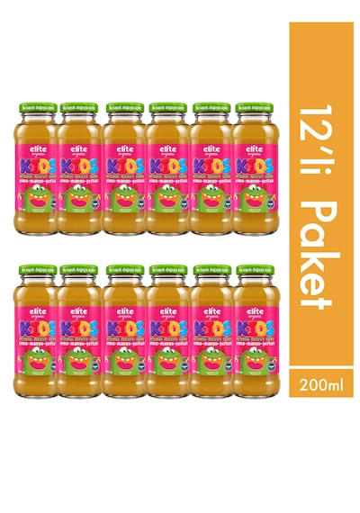 12'li Kids Organik Elma-mango-şeftali Meyve Suyu 200 Ml