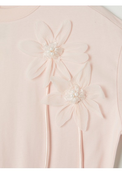 Lcw Modest Pembe Bisiklet Yaka Çiçek Aplikeli Bluz