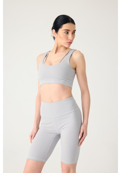 Normal People Nyra - Spor Bra / Şeftali Dokulu Peach Skin Kumaş Gri