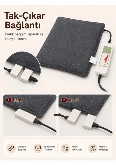 Omak Elektrikli Minder Isıtıcı Dijital Kumandalı Ofis Büro Bahçe Ev Koltuk Sandalye El Ayak Isıtma Minderi 5 Kademeli 220v 30x45 Cm