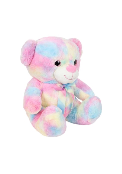 Gökkuşağı Renkli Peluş Ayı 45 Cm Açık Gri