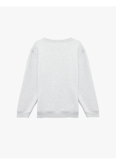 Koton Uzun Kollu Şardonlu Bisiklet Yaka Lisanslı Snoopy Baskılı Sweatshirt Gri 6wam70139mk Gri