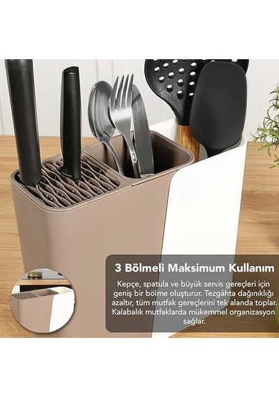 Promosyonca Çok Fonksiyonlu Mutfak Düzenleyici, 2-3 Bölmeli Ayarlanabilir Genişlik, Çatal Kaşık Bıçak Tutucu, 17-24 Cm Genişlik Krem Açık Bej Promosyonca Çok Fonksiyonlu Mutfak Düzenleyici, 2-3 Bölmeli Ayarlanabilir Genişlik, Çatal Kaşık Bıçak Tutucu, 17-24 Cm Genişlik Krem Açık Bej