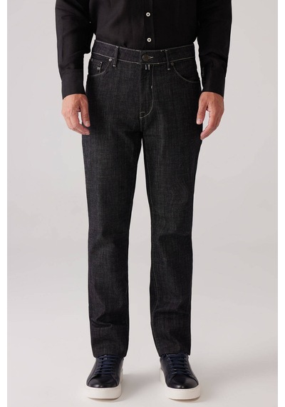 Ysf Erkek Siyah Likralı Pamuklu Regular Fit Jean Kot Pantolon