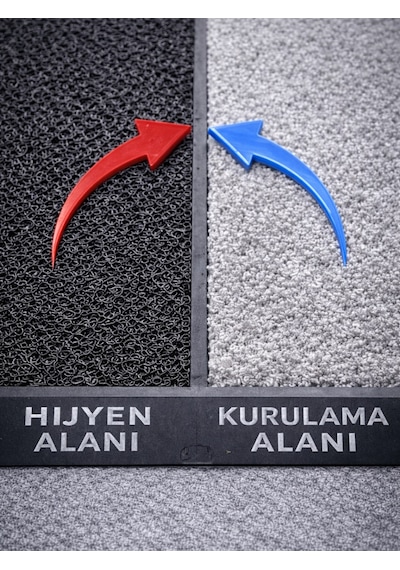 Beylini Çift Taraflı Dezenfektan Hijyen Paspası Kapı Ev Ofis Giriş Kıvırcık Paspas Kurulama Kaydırmaz 40x80 Cm Gri