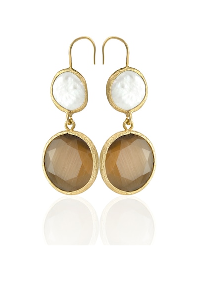 Kadir Jewellery 22 Ayar Altın Kaplama Kadın İnci Küpe -el İşçiliği Ve Hipoalerjenik Küpe Kahverengi 08262962