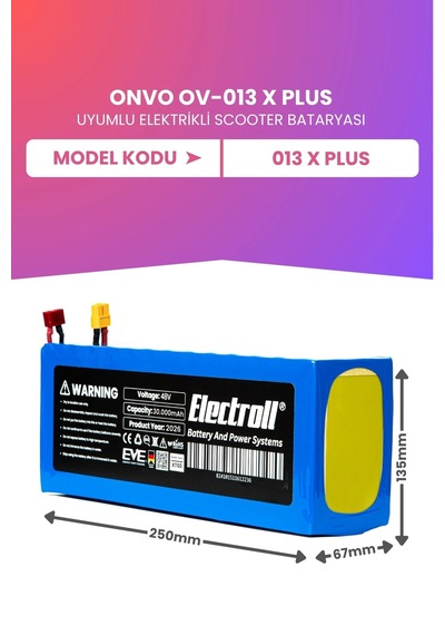 Onvo Ov-013 X Plus Uyumlu Batarya Maksimum Kapasite 48v 30.000mah Elektrikli Scooter Bataryası Çok Renkli
