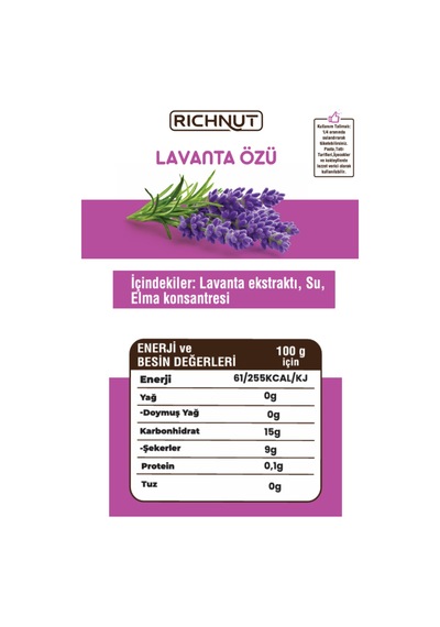 Lavanta Özü Katkı, Koruyucu, Renklendirici İçermez Diğer