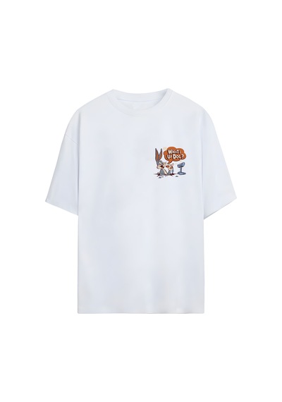 Noıssey Bugs Bunny - What's Up Doc Tasarımlı Unisex Oversize T-shirt Beyaz