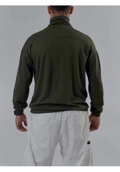 Cocopelli Fermuarlı Polo Yaka Haki Erkek Sweatshirt Coc3522