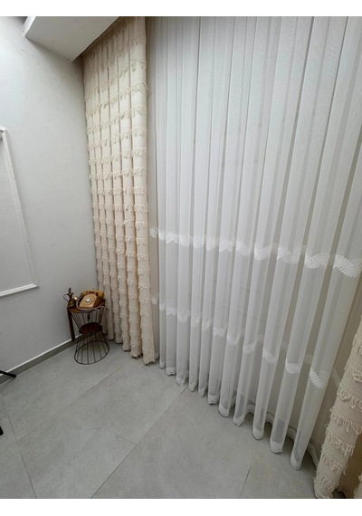 Nivemeshome Arven Ekru 1/3 Pileli Fon Perde Apm 90x270