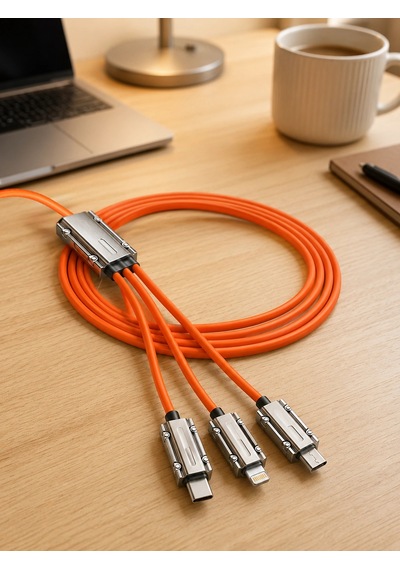 Usb Typec, Lightning Ve Micro Usb Uyumlu 3'ü 1 Arada Hızlı Şarj Kablosu