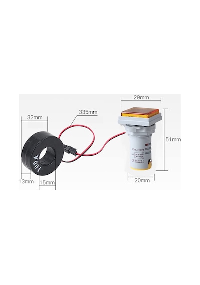 Ac 20-500v 100a Kare Dijital Voltmetre Ampermetre 220v Kırmızı Panel Montaj Led Gösterge Ekran Elektrik Voltaj Akım