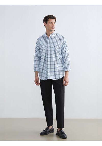 Lcwaıkıkı Classic Mavi Regular Fit Ekose Gabardin Erkek Gömlek