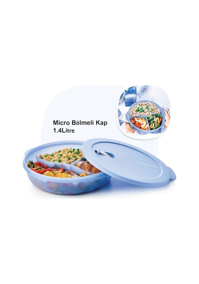 Bölmeli Mikrodalga Fırın Isıtma Kabı 1.4 Lt Mikro Tabak Yeni Renk Çok Renkli