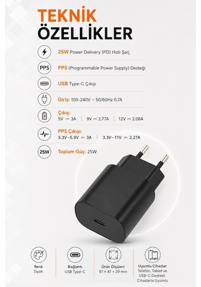 Dexim 25w Usb-c Pd Hızlı Şarj Cihazı