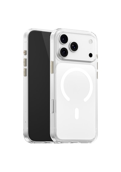 İphone 18 Pro Max Uyumlu Crystal Şeffaf Magsafe Kılıf Metal Tuşlu 6.3 Darbe Emici Beyaz