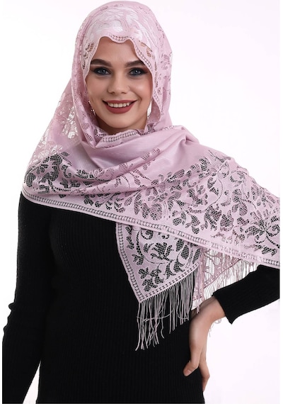 Narin Pamuk Tül Şal Pembe-2 60x160