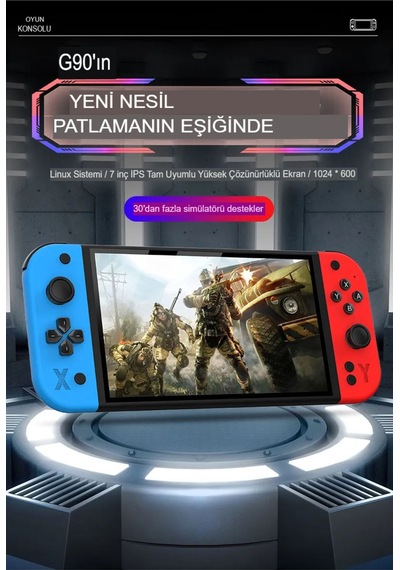 G90 7 İnç Ips Hd Ekran Oyun Konsolu Linux İşletim Ve Çoklu Sistem Emülatörü Arcade Oyun Konsolu