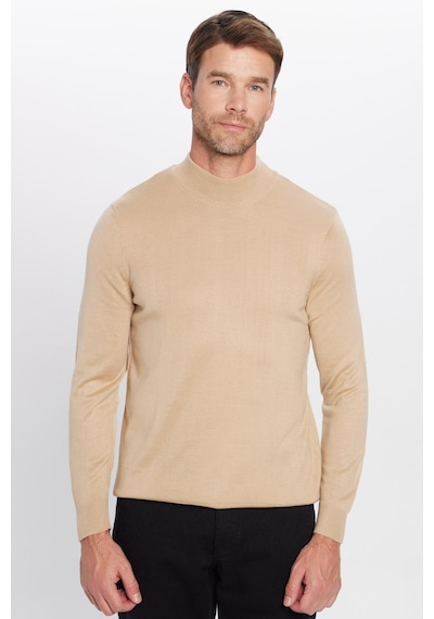 Tudors Erkek Slim Fit Dar Kesim Yarım Balıkçı Yaka Düz Taş Triko Kazak-25726 Taş - Ekru Tudors Erkek Slim Fit Dar Kesim Yarım Balıkçı Yaka Düz Taş Triko Kazak-25726 Taş - Ekru