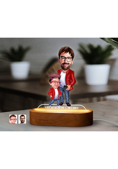 Bk Gift Kişiye Özel Baba-oğul Karikatürlü Dekoratif 3d Biblo Led Işıklı Gece Lambası-5, Babaya Hediye, Babalar Günü Hediyeleri Kobitmeyen138257 Bk Gif
