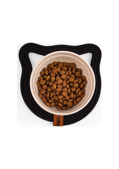 Gobypet Küçük Boy Jüt Hasır Kulaklı Yuvarlak Kedi Köpek Mama Paspası, Matı, Çok Amaçlı Altlık