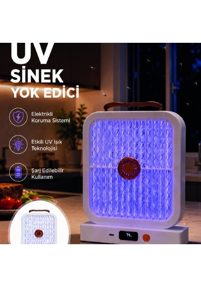 Elektrikli Sinek Öldürücü Uv Işıklı Masaüstü Cihaz Beyaz Renk