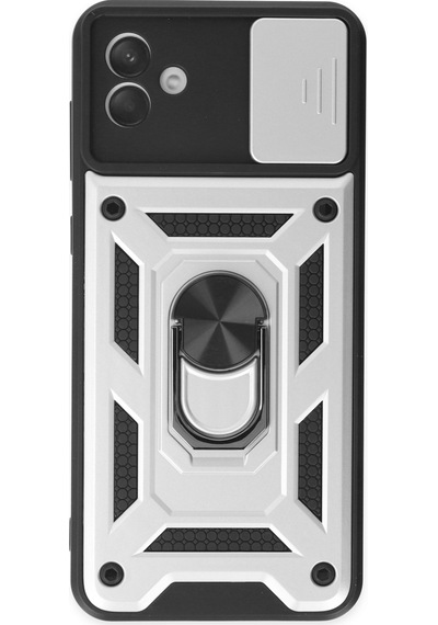 Newface - 519 - Samsung Galaxy Uyumlu A04 Kılıf Pars Lens Yüzüklü Silikon - Csmo-tex - - Gümüş