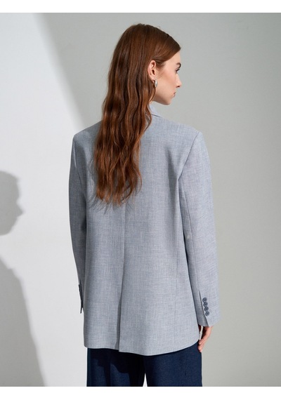 DİLVİN 60811 Keten Karışımlı Blazer Ceket-mavi