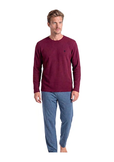 Pierre Cardin 6145 Erkek Uzun Kollu Bisiklet Yaka Pijama Takımı -bordo