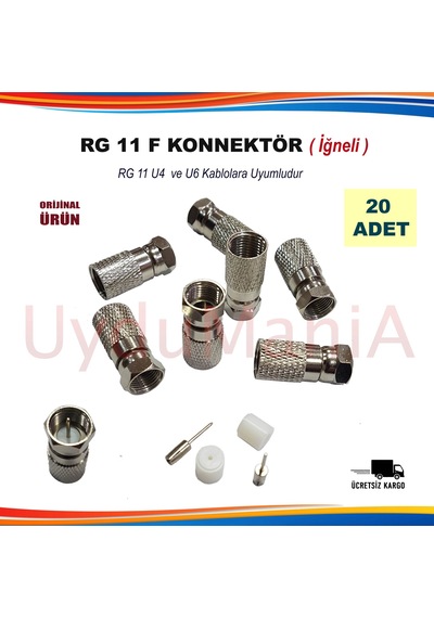 Rg 11 F Konnektör Iğneli 20 Adet