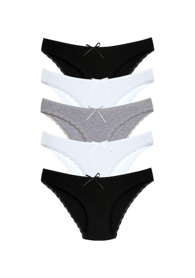 New Lilla 1101 Bikini Kadın T. Dantelli Külot Paketi (555344023) Beyaz - Gri - Siyah