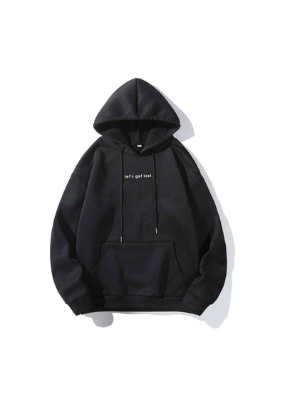 Altamira Unisex Let's Get Lost Baskılı Oversize Kapşonlu Sweatshirt 001