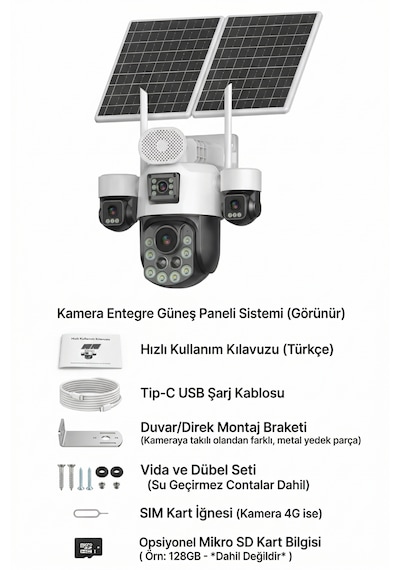 Inox-x25 4 Lensli 30x Zoom 4g Esım Solar Güneş Enerjili Ptz Güvenlik Kamerası - Dış Mekan Akıllı Kamera