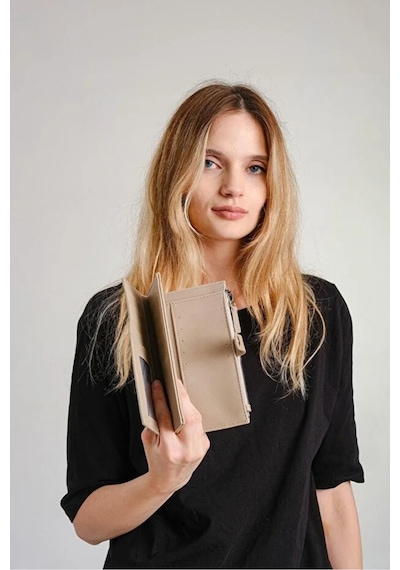 Just Polo Kadın 20 Kart Bölmeli Fermuarlı Ve Kapaklı Cüzdan Shopper Krem