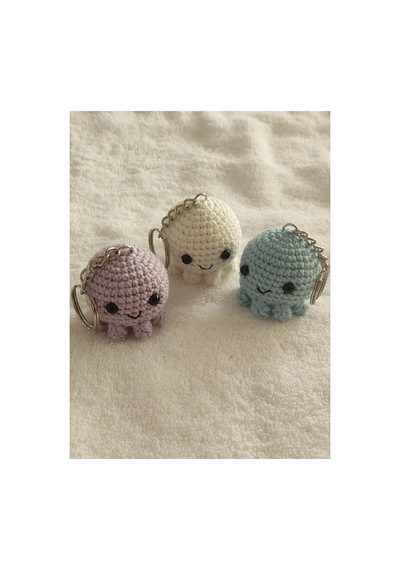 Amigurumi Ahtapot Anahtarlık 4-5 Cm - 3 Adet Çok Renkli