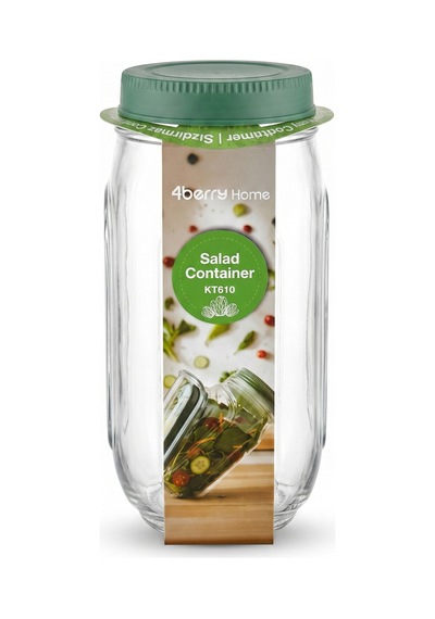 Kt610 Sızdırmaz Salata Kabı 900 Ml Sos Bölmeli Yan Açılır Taşınabilir Saklama Kabı Şeffaf