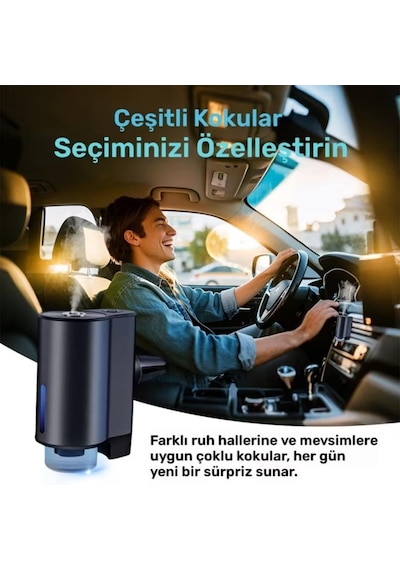 Coofbe 200mah Şarjlı Zaman Ayarlı Otomatik 3 Kokulu Aroma Difüzörü Araç Kokusu Oda Kokusu Sensörlü Led Işıkl