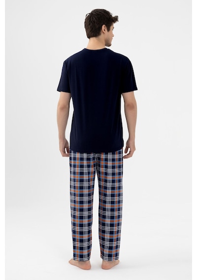 Koza İç Giyim Erkek Kısa Kollu Ekose Desenli Pamuklu Pijama Takımı Ko6303pj-5 Lacivert