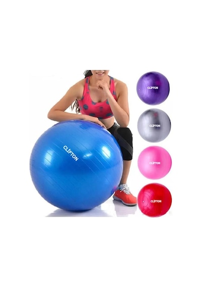 65 CM Kalın Büyük Boy Pilates ve Egzersiz Topu + Şişirme Pompası Mor