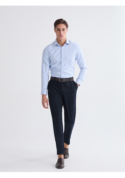 Lcw Busıness Mavi Slim Fit Uzun Kollu Armürlü Erkek Gömlek