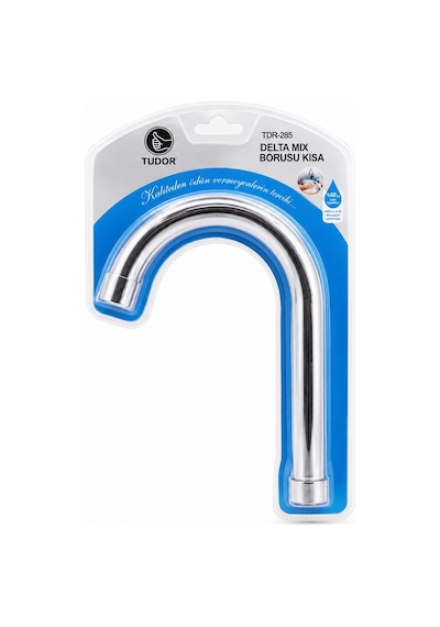 Tudor Tdr-285 Kuğu Kısa Delta Mix Batarya Borusu - Evye Ve Lavabo, Krom Kaplama, Süzgeçli Uç, Vakumlu