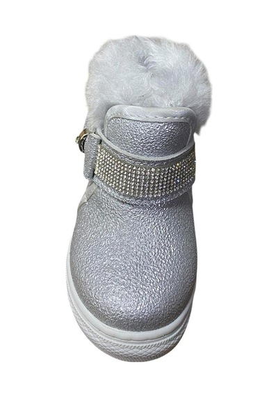 Alibo Bebek Kürklü Taşlı Bot Gümüş Simli Taşlı - 812005620 Gümüş Simli Taşlı