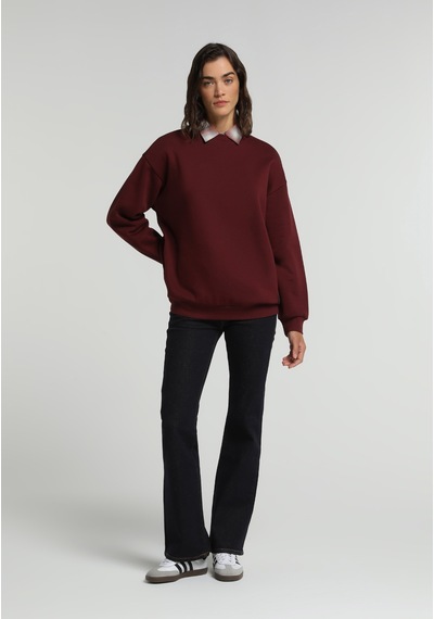 Colin's Colins Relaxed Fit Yuvarlak Yaka Baskılı Kadın Bordo Sweatshirt Cl1080989 Q1.v2 Bur Çok Renkli