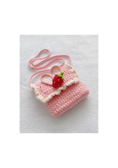 Melonndesign Karpuz Model Organik Handmade % 100 Manyetik Mıknatıslı Cotton Çocuk Çantası Pembe