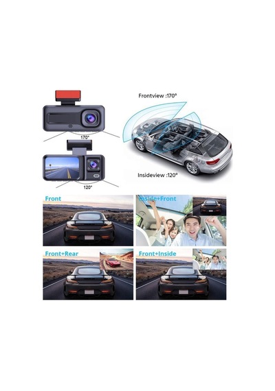 Araç Içi Kamera 3 Kameralı 1080p Wiif Lcd Ekranlı Gece Görüşlü Geri Görüş Kamera Hareket Algılama - 731468372