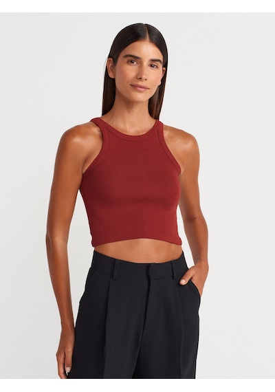 Dilvin 21104 Fitilli Crop Top-açık Bordo Açık Bordo