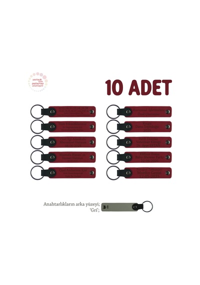 Çevre Temizliği Etkinliği Katılımcılarına, 10'lu Set, İsim Yazılı Hediye Anahtarlık, Kırmızı & Gri