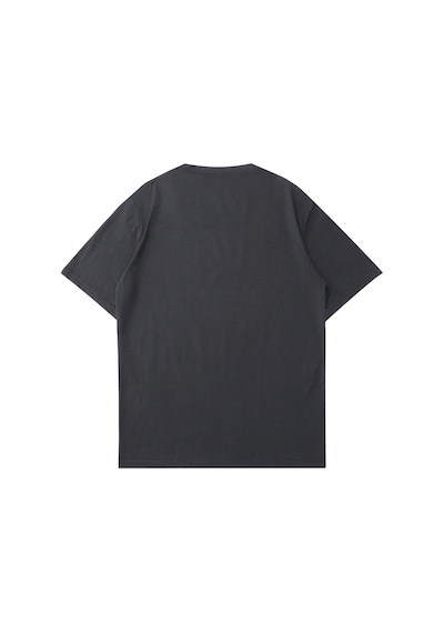 Victory Baskılı Süprem Füme T-shirt - Oversize Bisiklet Yaka Tişört Gri