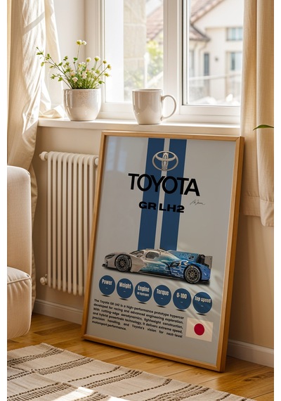 Toyota Gr Lh2 Premium Hidrojen Hiper Araba Tablosu - Teknik Özellikli Otomobil Duvar Dekoru Kayın